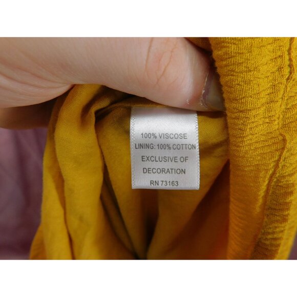 Cupio XS Mustard Yellow Boho Midi Dress Beaded Neckline Sleeveless - Picture 10 of 10